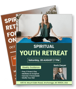 spiritual youth retreat event with meditation guidance template