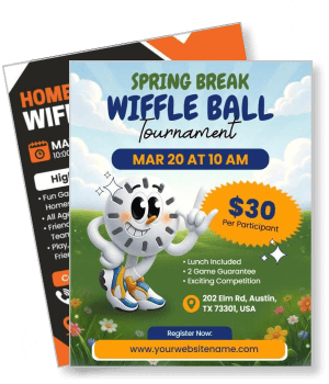 spring break wiffle ball tournament poster template