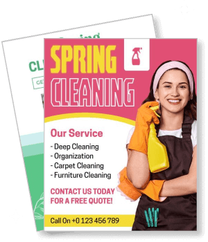 spring cleaning services flyer template with contact info and phone number