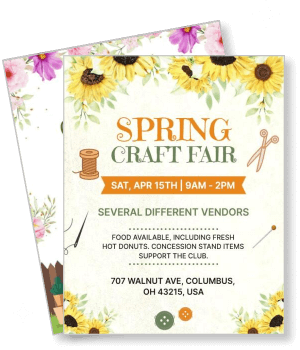 spring craft fair event with flowers and vendors details template