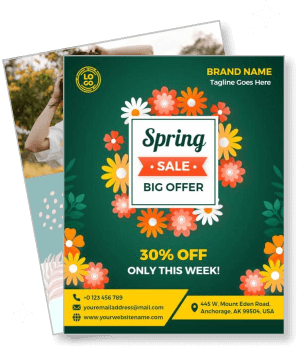 spring sale big offer colorful floral promotion flyer design template