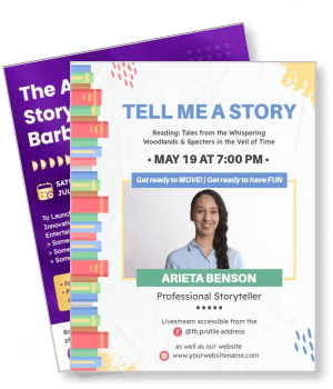 storytelling event with arieta benson for livestream on may 19 template