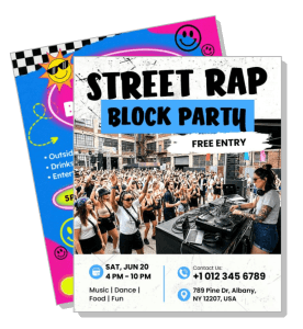 street rap block party flyer design free entry event promotion template
