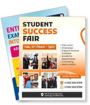 student success fair event flyer with contact information and activities template