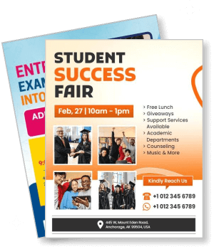 student success fair event with contact information and activities template