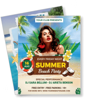 summer beach party club event design free entry template