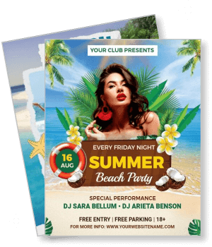 summer beach party club event flyer design free entry template