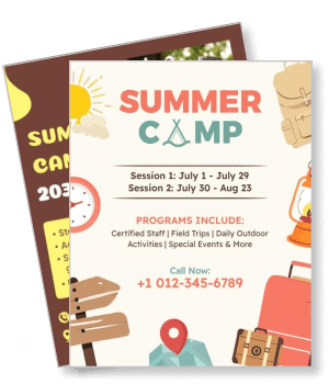 summer camp posters 2023 program details and contact information template