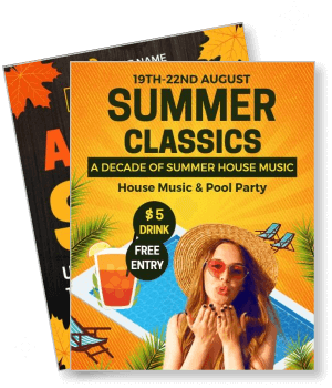 summer classics house music pool party event design template