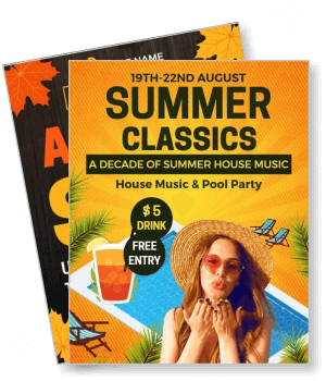 summer classics house music pool party event poster design template