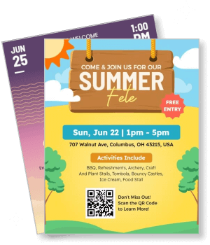 summer fete invitation card june 22 event attractions and location details template