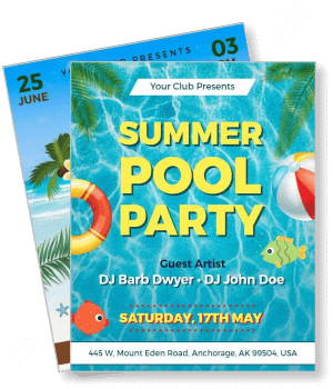 summer pool party with djs and date details template