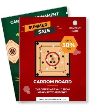 summer sale carrom board promotional discount offer template