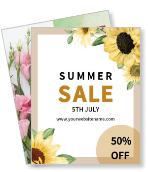 summer sale promotion with floral design and discount details template