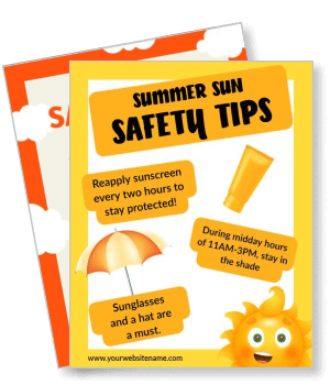 summer sun safety tips with sunscreen umbrella template