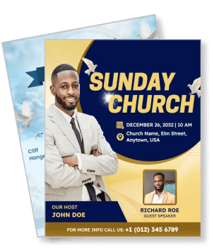 sunday church event with host and guest speaker details template