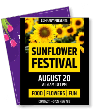 sunflower festival poster august food flowers fun event template