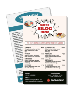 super silog menu filipino breakfast fried rice food house template