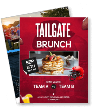 tailgate brunch event poster team a vs team b pancakes football theme template