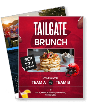 tailgate brunch event team a vs team b pancakes football theme template