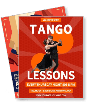 tango lessons advertisement thursday nights dance class event anytown usa template