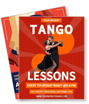 tango lessons poster advertisement thursday nights dance class event anytown usa template