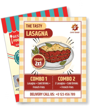 tasty lasagna promotion food combo offer cafe advertisement template