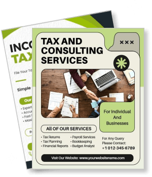 tax and consulting services flyer design for individual businesses template
