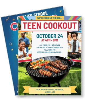 teen cookout event poster barbecue party october 24 anchorage graphic template