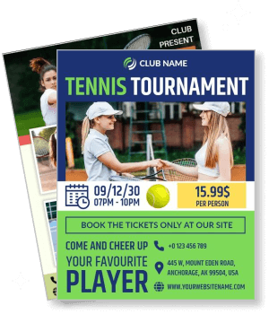 tennis tournament poster club name player cheer date price info template