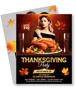 thanksgiving party with turkey and dj sophia robinson november 28 event template