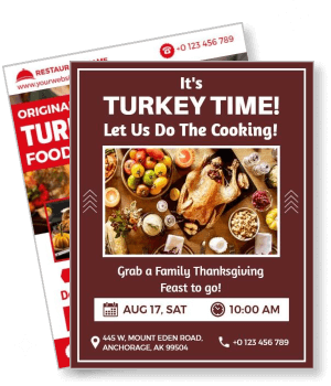 thanksgiving turkey dinner event promotion restaurant special template