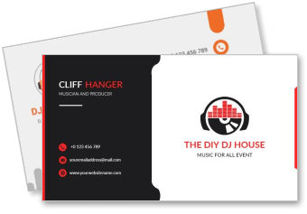 the diy dj house business card design with music theme template