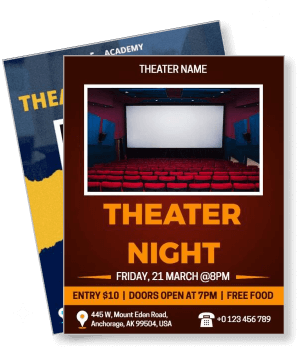 theater night event design with date and location information template