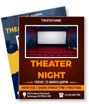 theater night event poster design with date and location information template