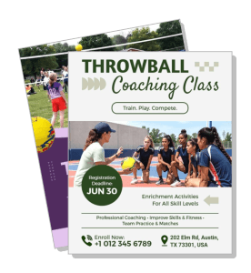 throwball coaching class training enrollment poster for skills and fitness template