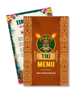 tiki themed restaurant menu design with decorative motifs template