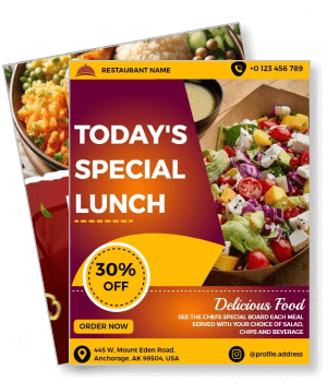 todays special lunch promotion delicious food discount restaurant flyer template