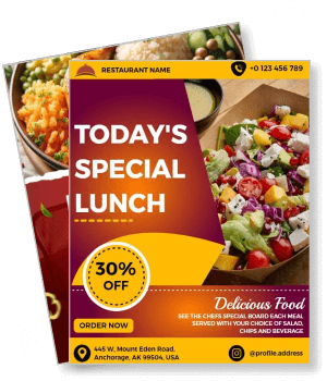 todays special lunch promotion delicious food discount restaurant template