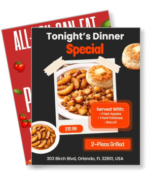 tonights dinner special fried apple potatoes biscuit dinner promotion orlando template