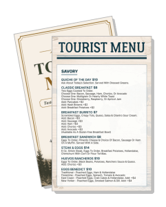 tourist menu savory breakfast items and prices template