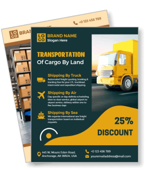 transportation cargo services promo flyer shipping truck air sea discount offer template