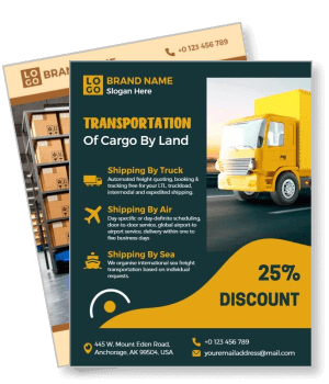 transportation cargo services promo shipping truck air sea discount offer template
