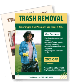 trash removal service discount coupon junk hauling waste disposal services template