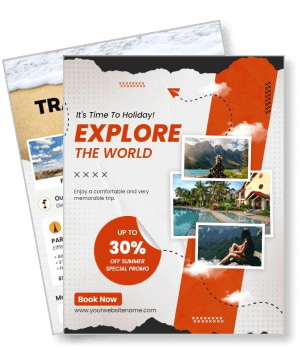 travel agency promotional flyer explore the world holiday package template