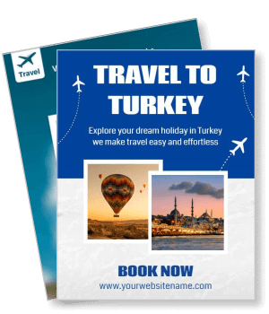 travel to turkey holiday promo balloon and mosque images template