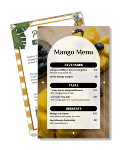 tropical mango themed restaurant menu design template