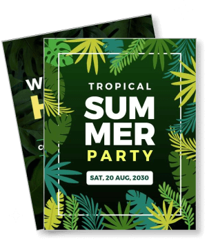 tropical summer party invitation august 2030 leafy green design template