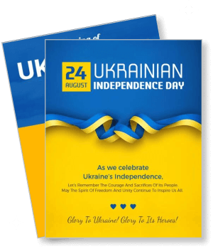 ukrainian independence day celebration august 24 blue yellow ribbon design template