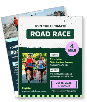 ultimate road race event with registration details and date template